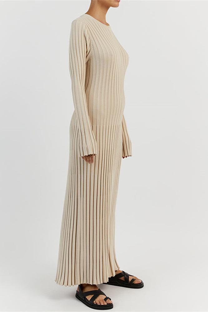 Antonia Ribbed Flare Maxi Knit Dress