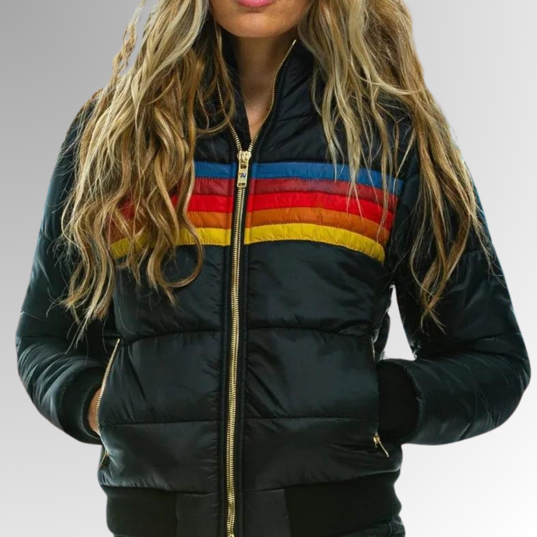 Katrina | Rainbow Striped Zip-Up Jacket
