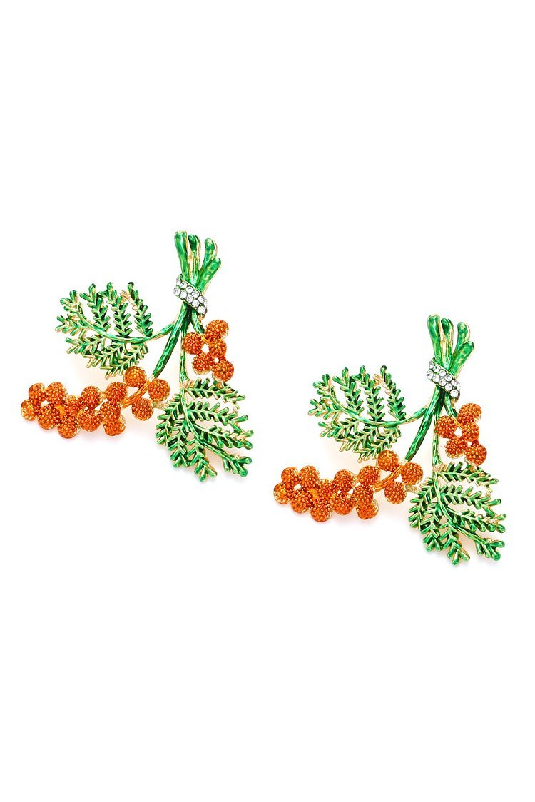 Red Enamel Pine Cone Earrings