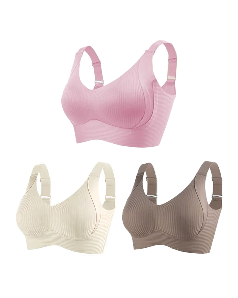 Adjustable Wireless Bra for Women - Solid Color with Four Rows