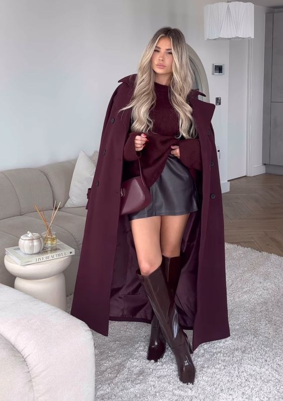 Burgundy Marceline Coat