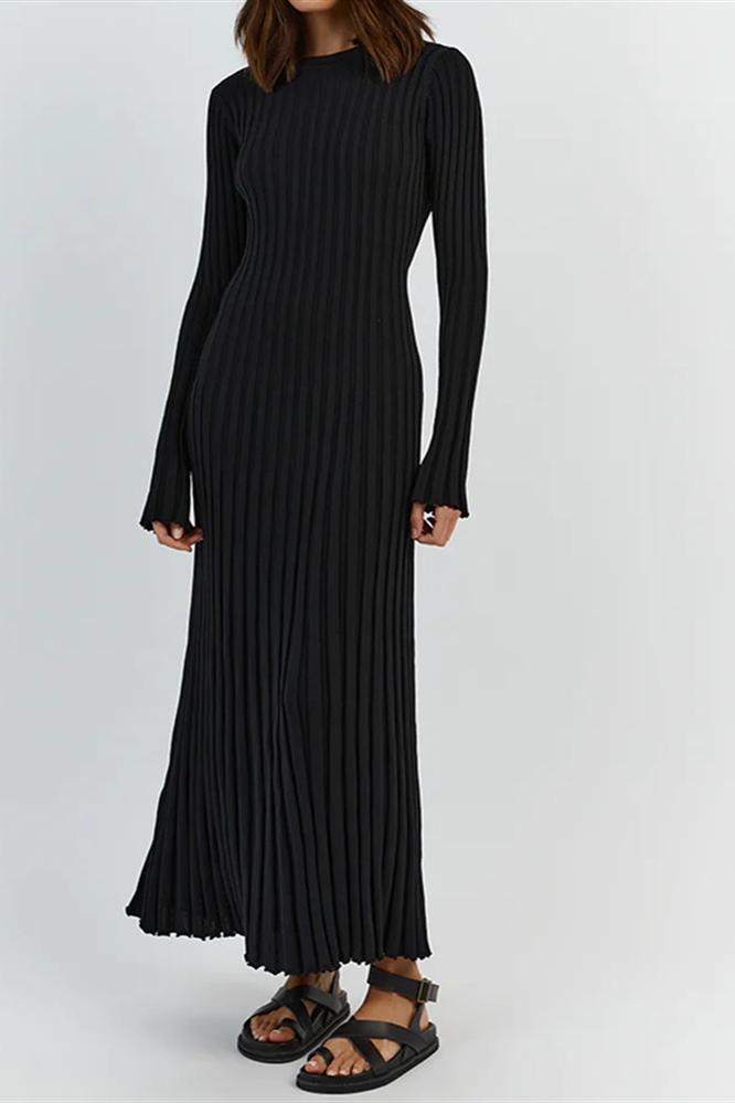 Antonia Ribbed Flare Maxi Knit Dress