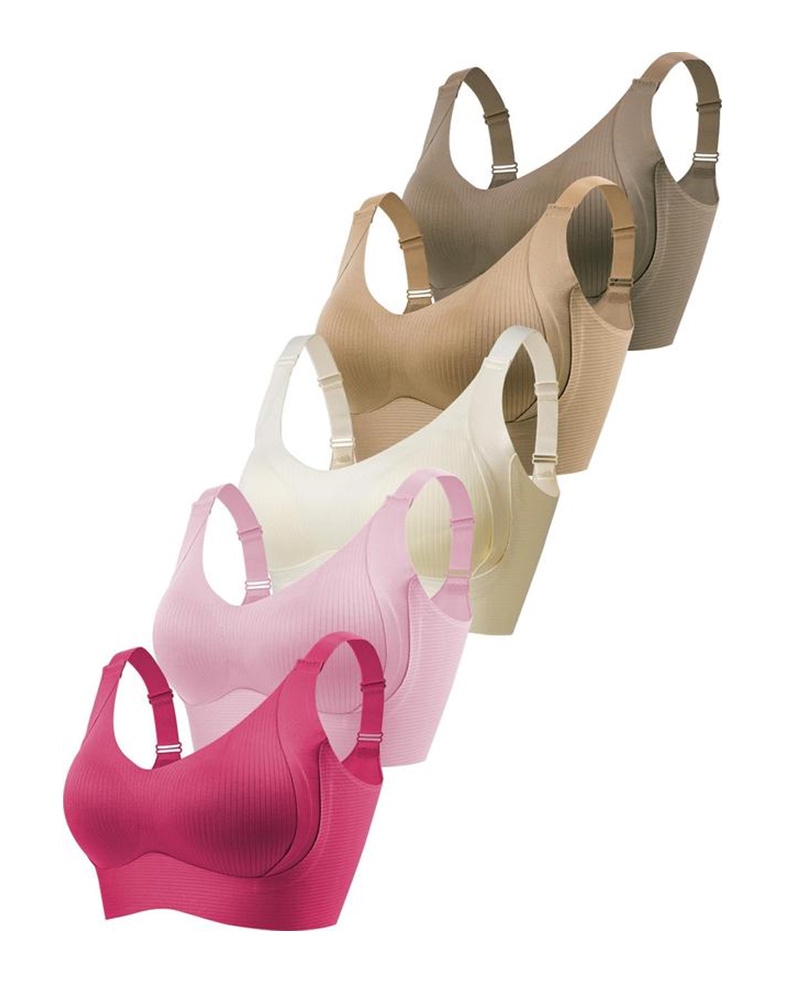 Adjustable Wireless Bra for Women - Solid Color with Four Rows