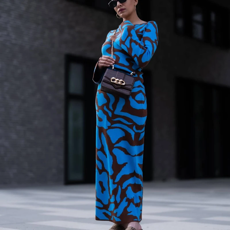 Ava Jacquard Knit Midi Dress" can be rewritten as "Ava Jacquard Knit Mid-Length Dress.