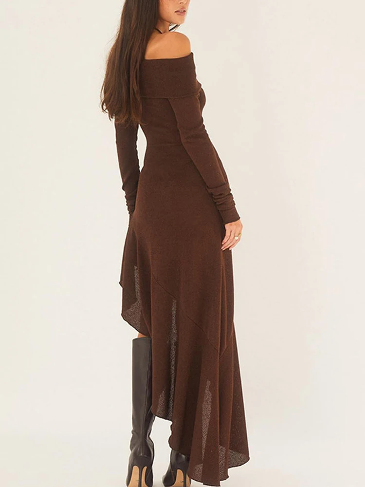 Alisa Off-Shoulder Flared Midi Knit Dress