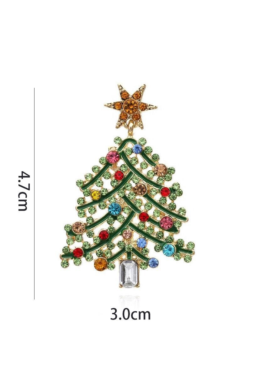 Sparkling Rhinestone Christmas Tree Dangle Earrings